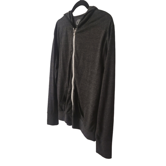Earthspun Charcoal Zip-Up Hooded Sweater with Relaxed Fit Size Large - Picture 3 of 5